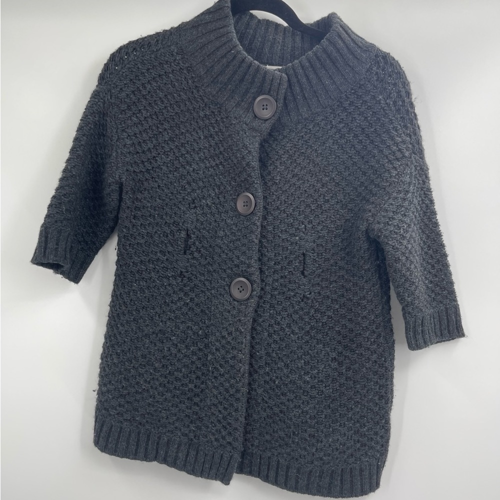 Women’s Vince chunky cable wool cashmere knit button sweater short sleeve xs